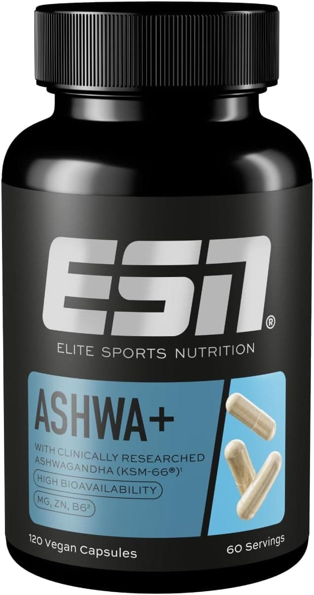 Detalle de ESN Ashwa + (KSM-66®) : ashwagandha hautement dosé avec magnésium, zinc et vitamine B6