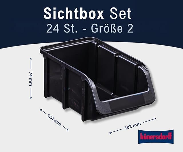 Thumbnail 1 de hünersdorff 24 cajas apilables tamaño 2 negro ♻