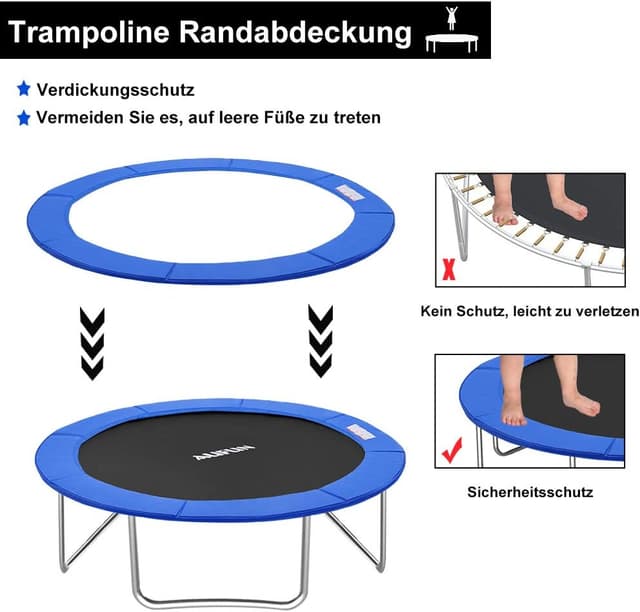 Detalle de UISEBRT Trampolin-Randabdeckung für Ø 244/305/366 cm – UV-beständig, reißfestes Randschutz-Polster (blau)