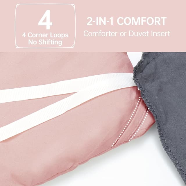 Detalle 2 de MUXHOMO Queen Comforter Set (90"x90") with Down Alternative Fill, Rose Gold, 3-Piece Lightweight Bedding