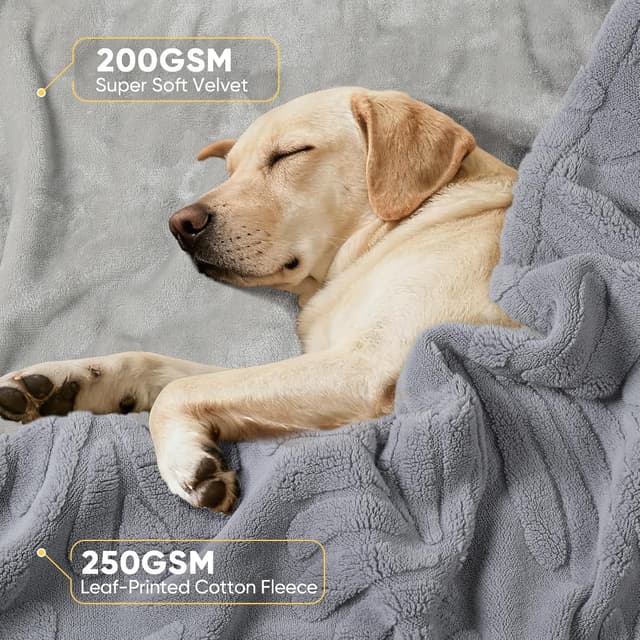 Detalle de BaoDan wasserdichte Hundedecke 73 x 100 cm – waschbare Fleecedecke für Bett, Couch & Sofa (Grau)