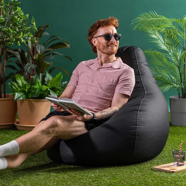 Detalle 2 de Bean Bag Bazaar Dalton Gaming Bean Bag Chair (Black) – Water Resistant Fabric, Indoor & Outdoor Use (Filling Included)