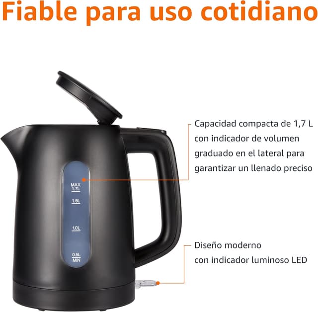 Thumbnail 1 de Amazon Basics Hervidor 1,7 L 2200 W, negro