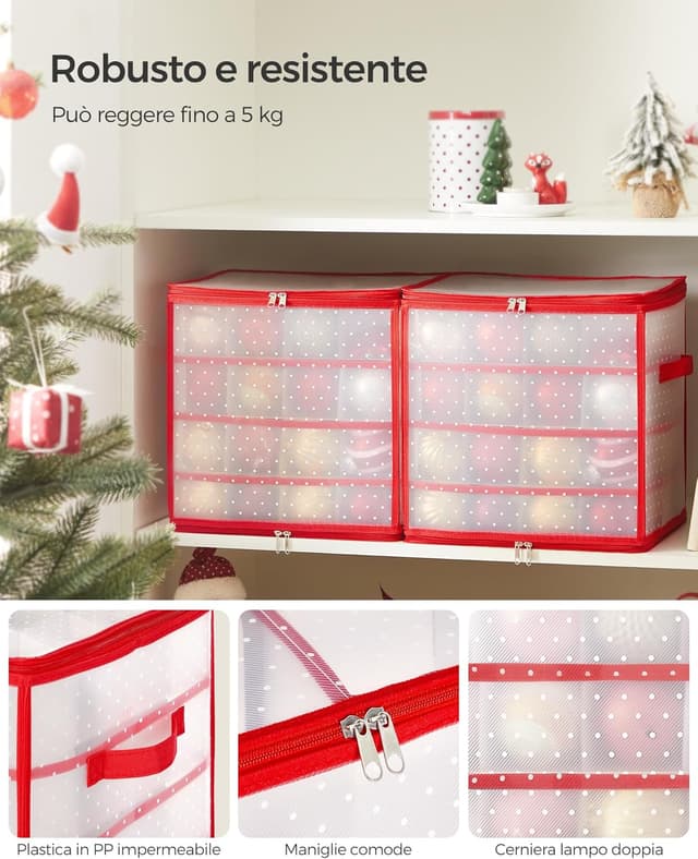 Thumbnail 4 de SONGMICS Contenitore per palline di Natale 64 posti