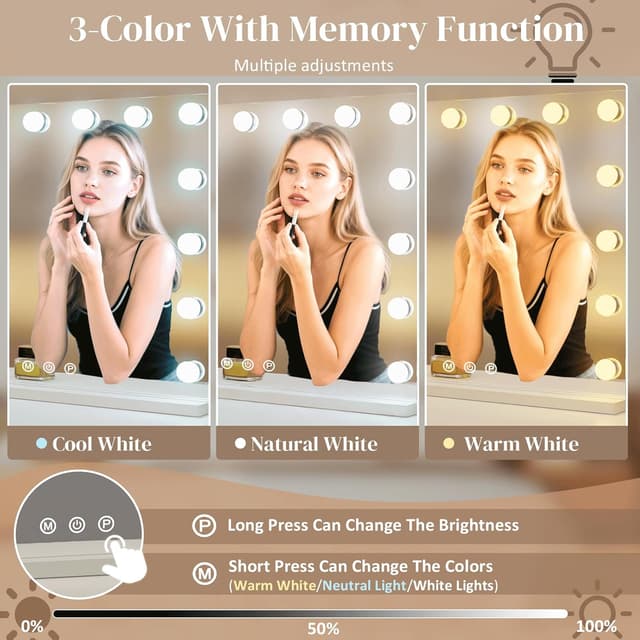 Thumbnail 2 de ZazaFi Hollywood Vanity Mirror 23" x 18