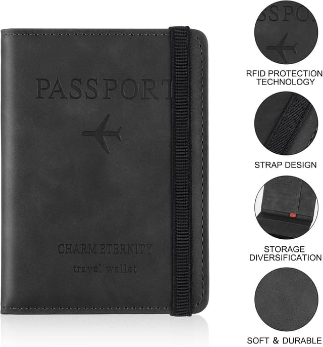 Detalle 2 de Sciphylia porta passaporto RFID Nero Scuro