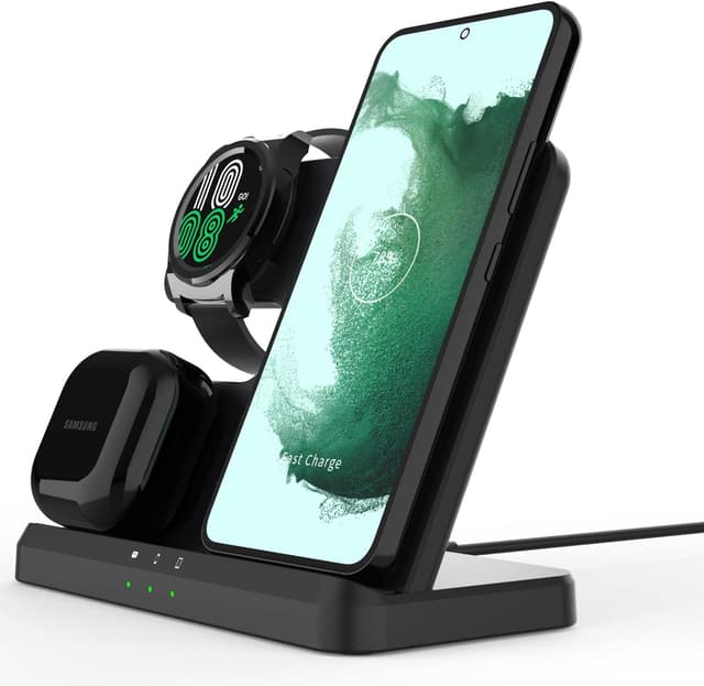 Detalle de 3-in-1 Wireless Charger for Samsung phones, Galaxy Watch and Buds (10W stand + magnetic watch holder)