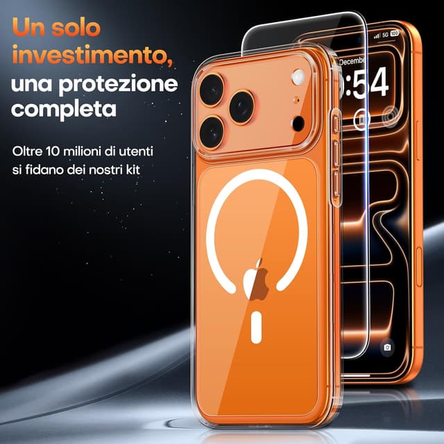 Detalle de TAURI Cover iPhone 17 Pro con vetro temperato, trasparente