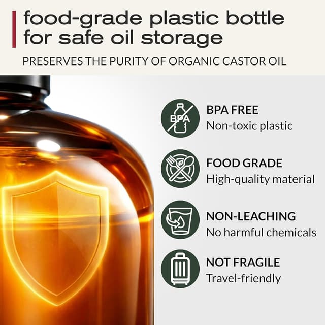 Detalle de Ella & Eden Organic Castor Oil (Cold-Pressed, Hexane-Free, Unrefined) – 32 fl oz