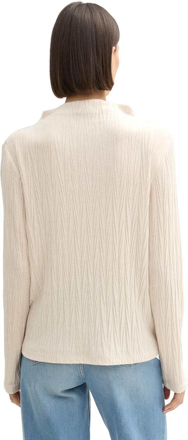 Detalle de TOM TAILOR 1044153 maglietta donna a maniche lunghe con colletto alto