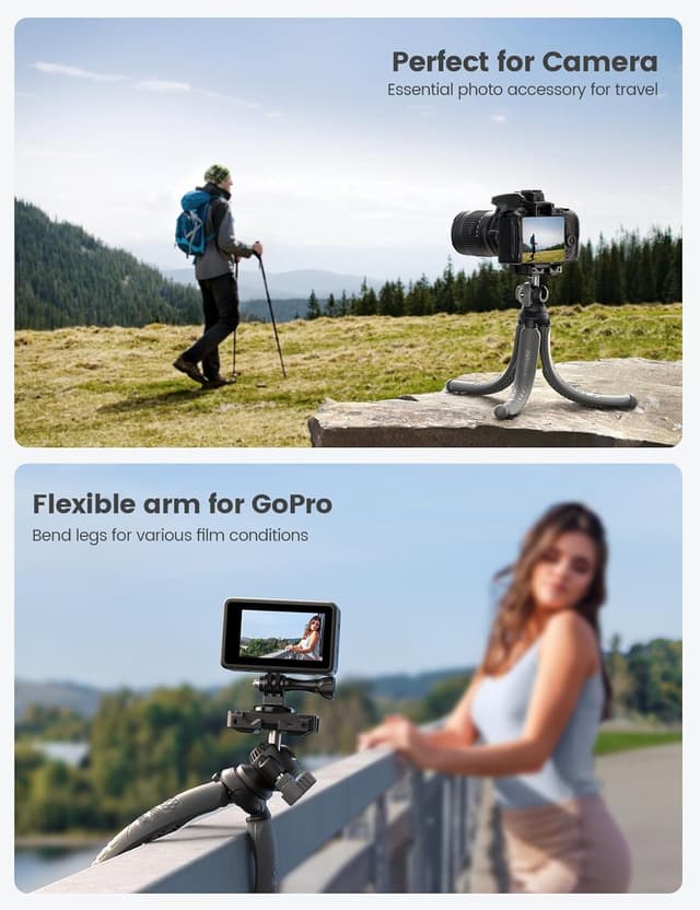 Detalle 2 de Lamicall mobile phone tripod with flexible legs and 360° rotation (grey)