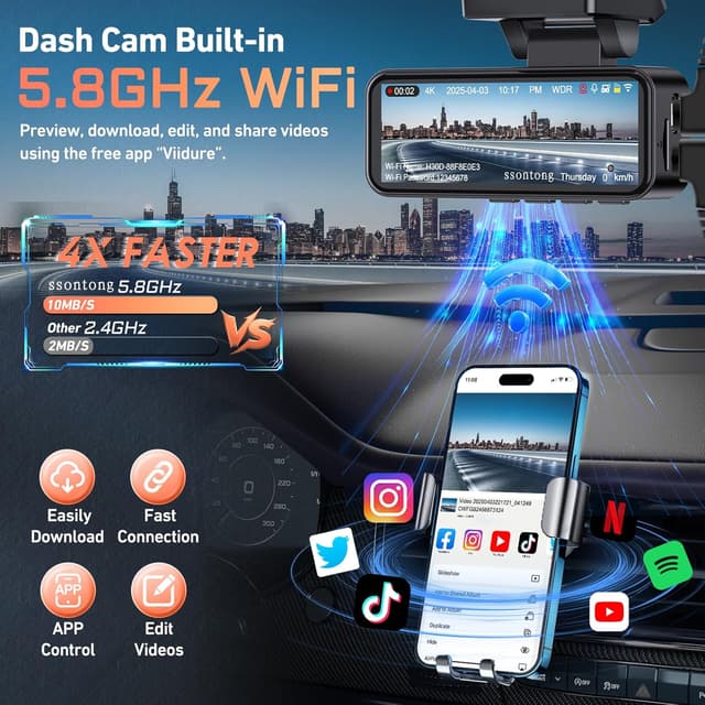 Thumbnail 2 de Dash Cam Front and Rear 4K with GPS