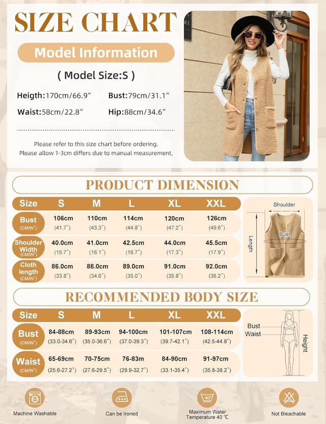 Detalle 2 de Tuopuda Teddy Fleece Weste für Damen