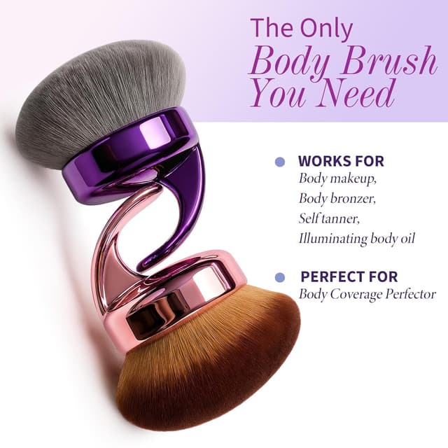 Detalle 2 de Hoostee Blend & Blur Ultra Large Body Makeup Brush for Self Tanner (Purple) – 5.11-inch Wide-Head Kabuki