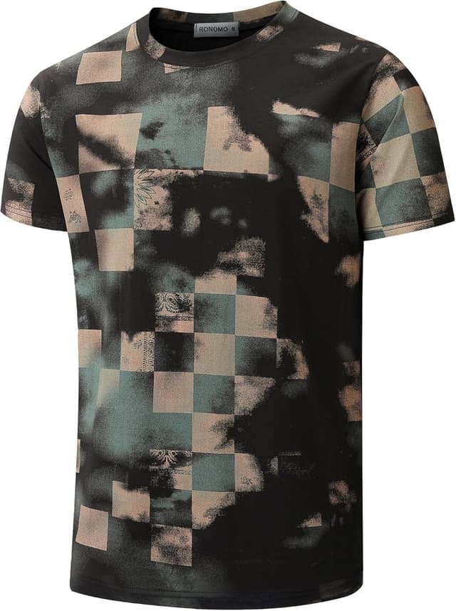 Detalle de RONOMO Herren T-Shirt (95% Baumwolle, 5% Spandex) mit Mikroelastik & Hautfreundlichkeit