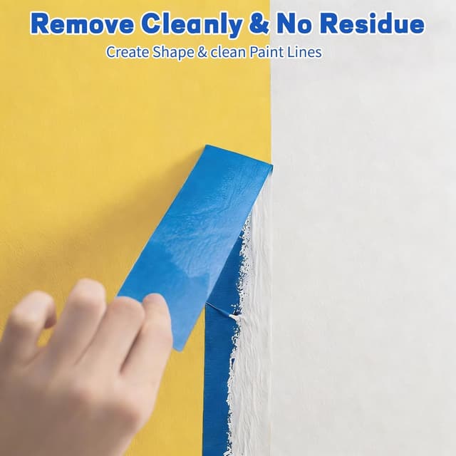 Detalle de BFHKXW 3 Rolls Blue Masking Tape (48mm x 50m) – painters tape for DIY, home renovation & decoration