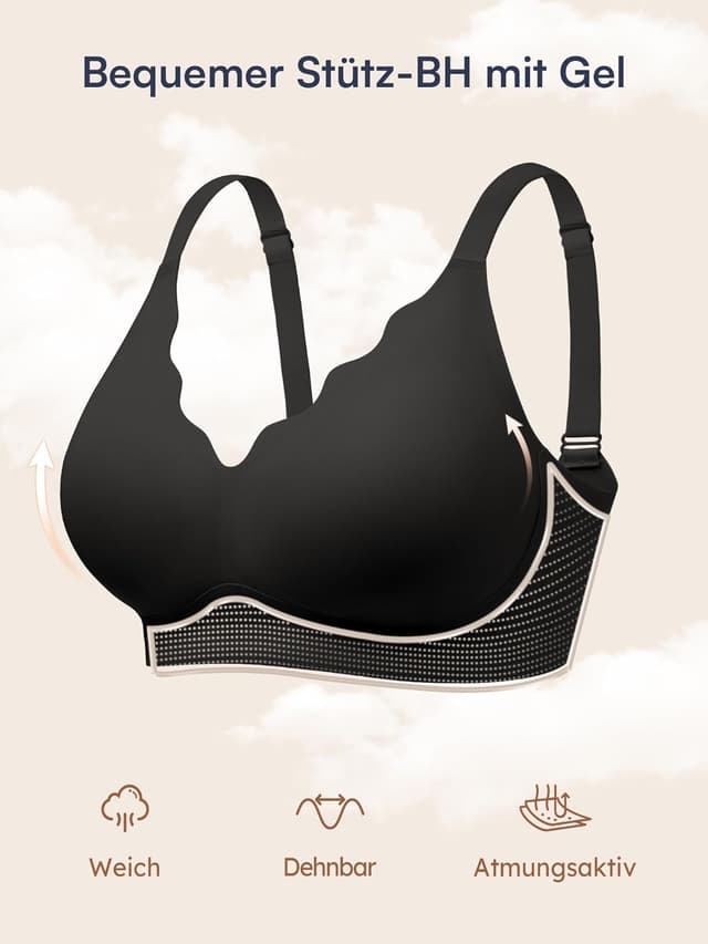 Detalle de Damen Bügelloses BH-Top mit Unterstützung (wirefree) – gepolsterte nahtlose Bralettes von BH für Damen