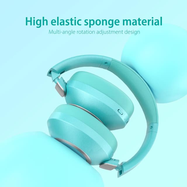 Detalle de Lankey Sound Bluetooth-Kopfhörer mit ANC, 5.3 und bis zu 100 Std. Spielzeit (Kabellos, Light Blue)