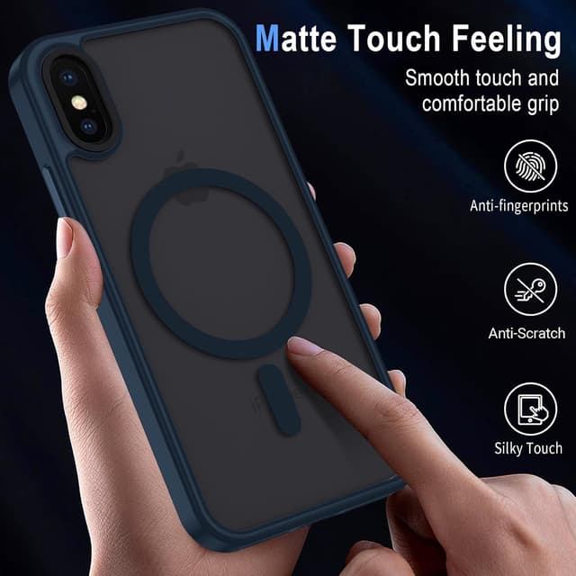 Detalle de Coque magnétique XTCASE pour iPhone X/XS compatible MagSafe (dos translucide mat bleu)