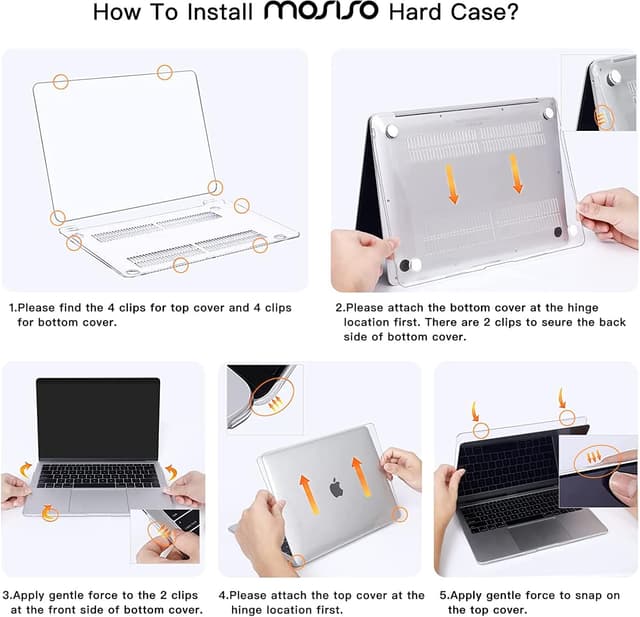 Detalle de MOSISO Transparent Hard Shell Case for MacBook Air 13" (M1) with Keyboard Cover, Screen Film & Storage Bag