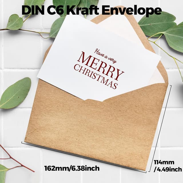 Detalle 2 de Buste di carta Kraft DIN C6 162 x 114 mm per biglietti di auguri e inviti, Burn (25 pezzi)