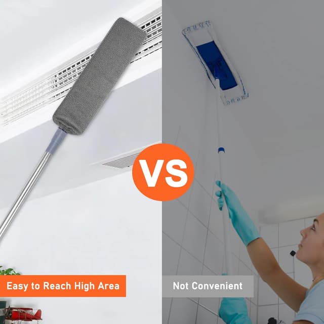 Detalle de Gigmeta spazzolino telescopico per polvere con microfibra e manico in acciaio inox