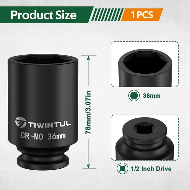 Detalle 2 de TIWINTUL Schlagschrauber-Nuss 36 mm 1/2 Zoll