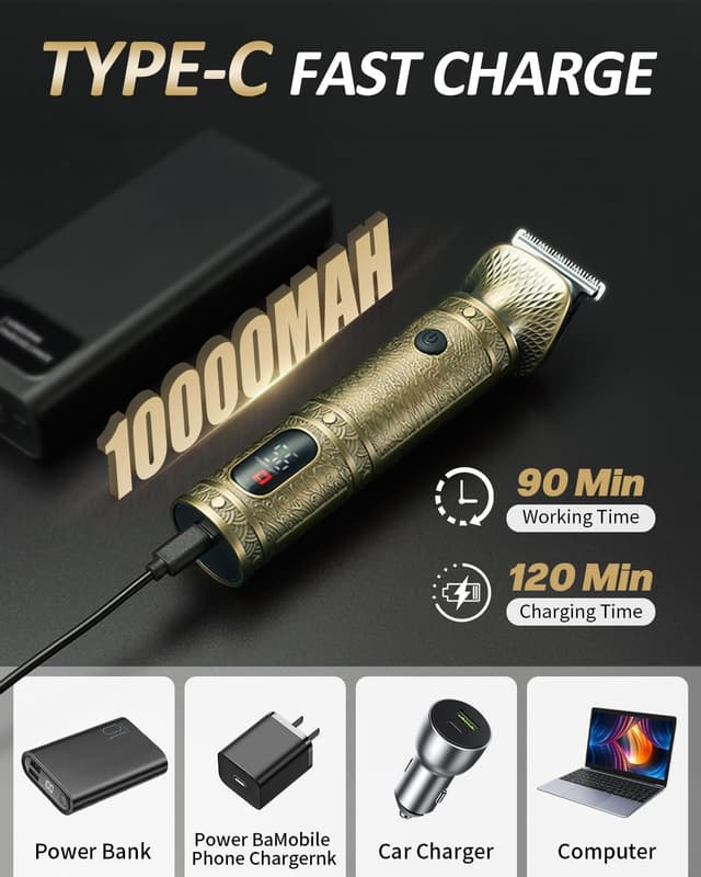 Detalle 2 de 7 in 1 Beard Trimmer & Hair Clippers Kit with LCD Display, T-Blade Cordless Grooming Set (Up to 90 Minutes)