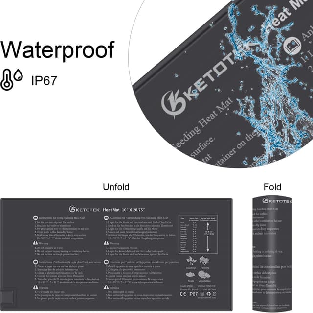 Detalle de KETOTEK Tappeto Riscaldante per semenzaio 220V, IP67, 21W (25,2 x 52,6 cm)