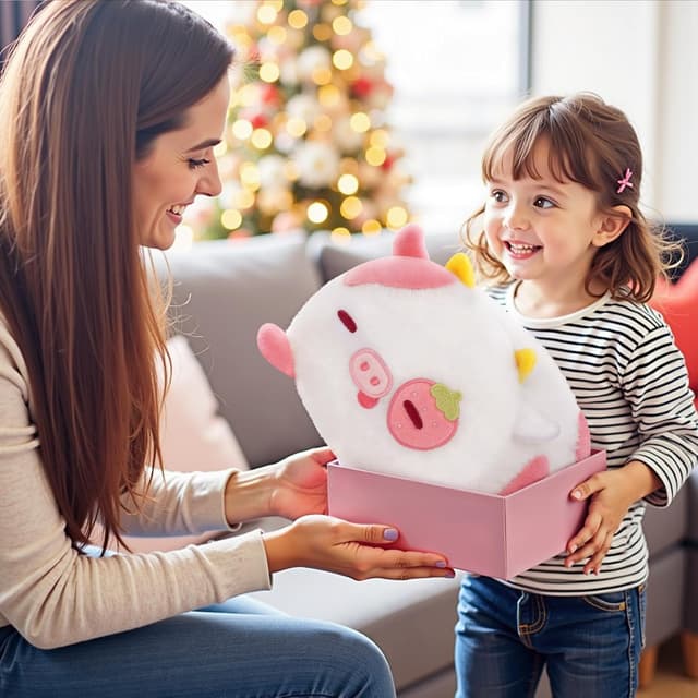 Detalle de Mewaii Peluche Vache Fraise Kawaii oreiller doux 40 cm