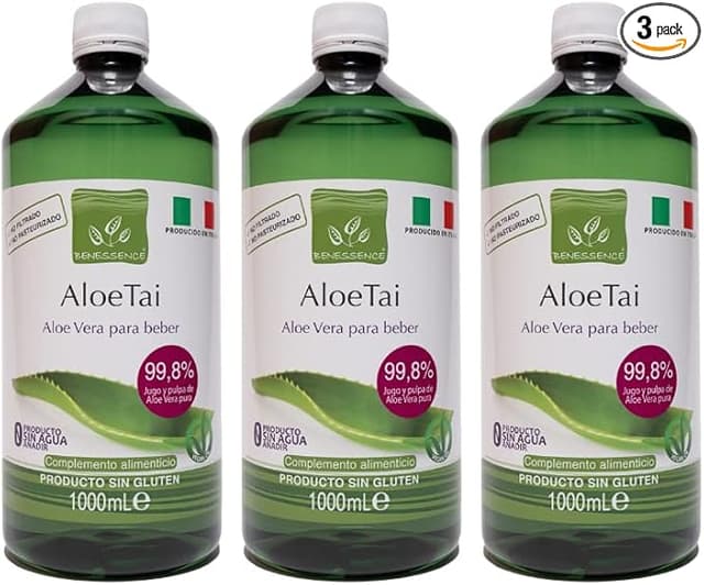 Detalle de Benessence Aloe Vera Jugo Natural Sin Pasteurizar 3L 🌱
