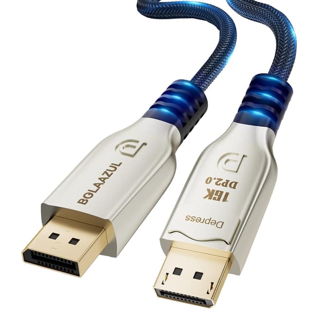 Detalle de BolAAzuL DisplayPort Cable 4K 144Hz (3m) – DP 2.0 UHBR20, locking DP male to DP male, up to 16K