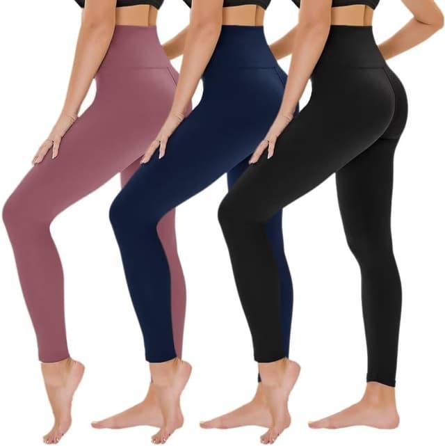 Detalle de TNNZEET Leggings Damen High Waist 3er Pack Schwarz