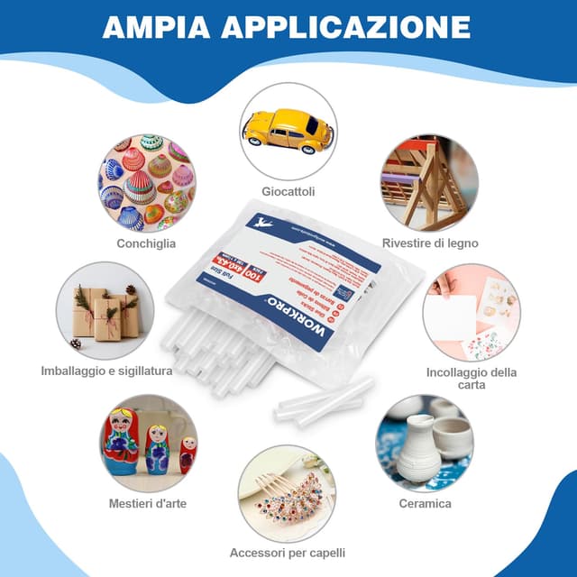 Thumbnail 6 de WORKPRO 100 bastoncini di colla a caldo da 11 mm (trasparenti) per pistola a caldo universale