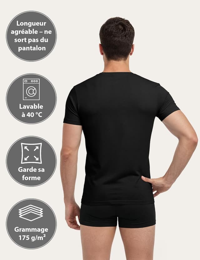 Detalle de ALPIDEX lot de 4 t-shirts homme débardeur à encolure en V (manches courtes) pour sous-vêtements