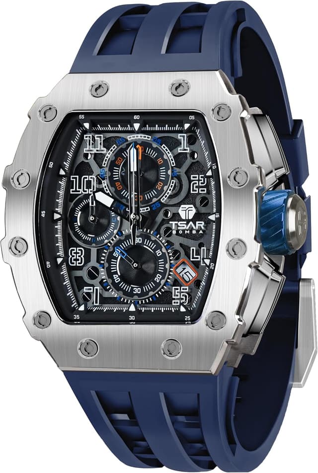 Detalle de TSAR BOMBA TSAR BOMBA Luxusuhr für Herren mit Quarzwerk, leuchtendem Zifferblatt und 5 ATM