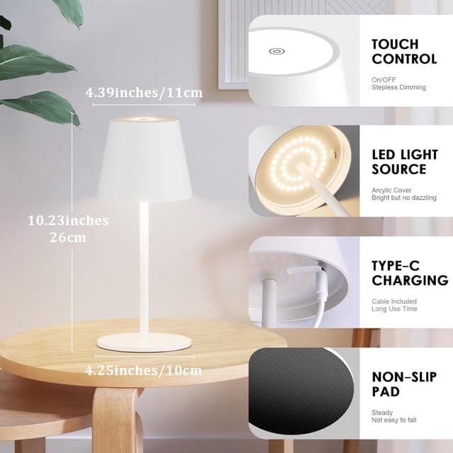 Detalle 2 de lundwa Dimmbare Tischlampe 26 cm