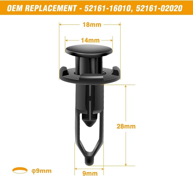 Detalle de GOOACC 100PCS 7mm & 9mm Push-Type Retainer Clips (with Fastener Remover) for Lexus & Toyota