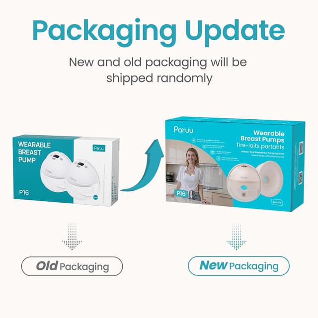 Detalle 2 de Paruu Hands Free Breast Pump P16 (Wearable Electric Portable) with 4 Modes & 12 Levels, 2-Pack