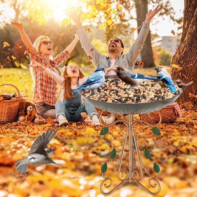 Thumbnail 4 de Gouisalin 13" Metal Bird Bath 18.7" Tall