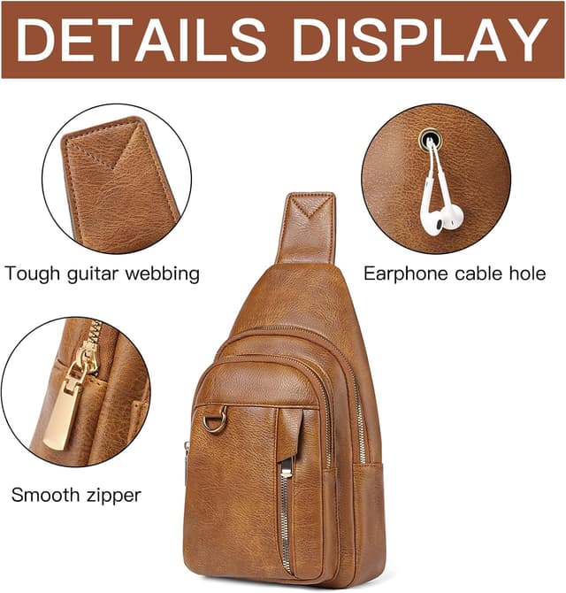 Detalle 2 de GAEKEAO women’s sling bag / crossbody fanny pack with vegan PU leather and card slots