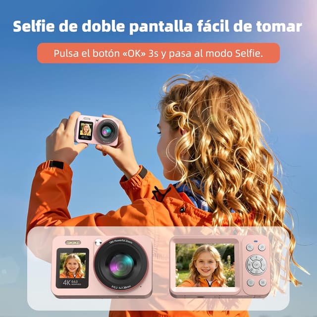 Detalle de Cámara Digital 4K 64MP Zoom 18x para principiantes