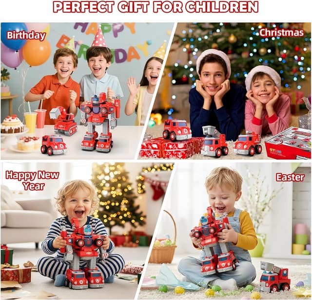 Thumbnail 6 de Baobrava 5-in-1 Fire Truck Transformers STEM Drill & Screw Build Set (Ages 3–8)