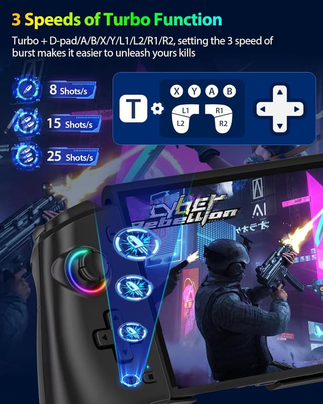 Detalle 2 de ZRZLMVP Wireless Switch Pro Controller for Switch 2 / Switch 1 / Switch OLED with Hall Effect Joysticks, 16 RGB and Turbo