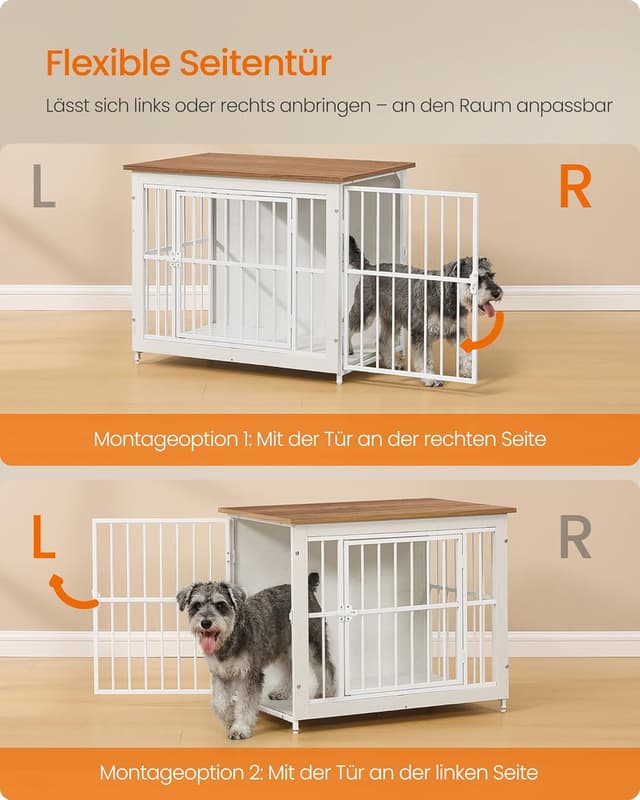 Detalle de Feandrea Hundekäfig-Möbel & Hundebox indoor PFC022KB01, 2 Türen, geschlossenem Boden, für Hunde bis 20 kg