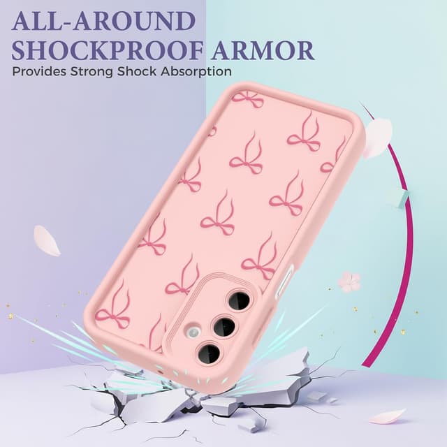 Detalle de FUXICASE Case for Samsung Galaxy A16 5G (Pink Bow) — Soft TPU/Silicone-Style Girly Protective Cover