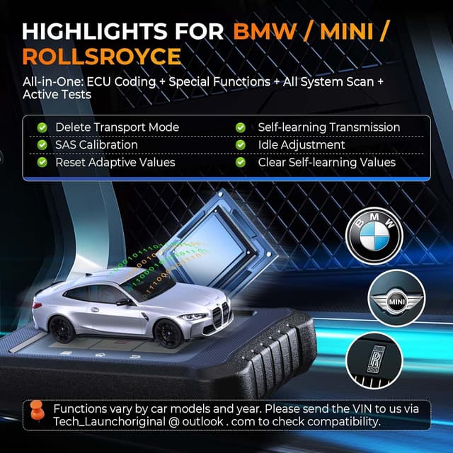 Detalle de LAUNCH X431 Creader Elite 2.0 BBA scanner OBD2 bidirezionale per Benz/BMW/Audi (codifica ECU, AutoVIN)