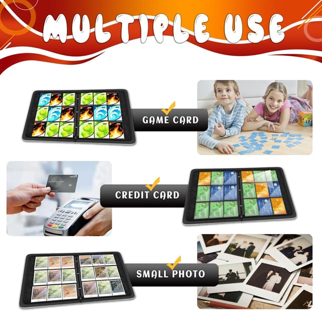 Detalle de Trading Card Binder 9 Pocket with Zipper, 3-Ring Album and 50 Removable Sleeves (Standard Size)