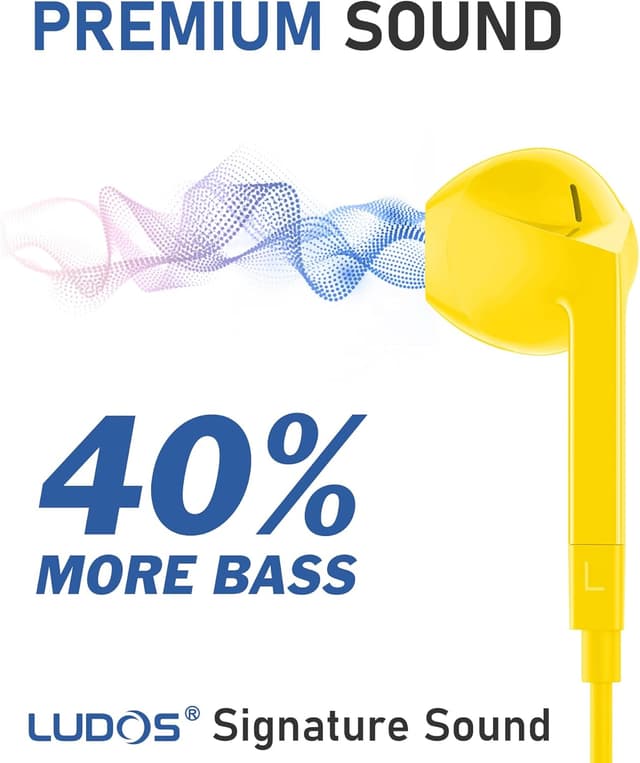 Detalle de Ludos FEROX Wired In-Ear Earphones with Microphone (3.5mm) – Yellow
