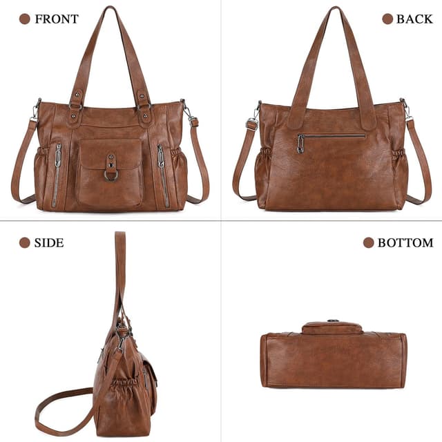 Thumbnail 6 de BAIGIO Grand sac à main femme en cuir PU vintage avec bandoulière et multi-poches